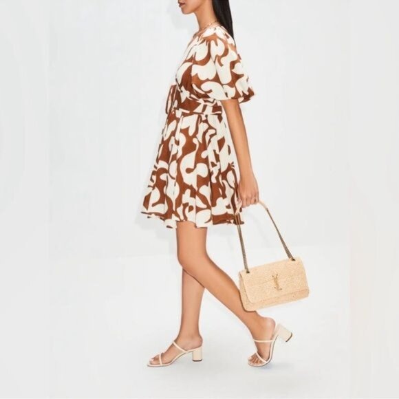 House of Harlow white & tan Puff Sleeve mini Dress 4 - Picture 14 of 14